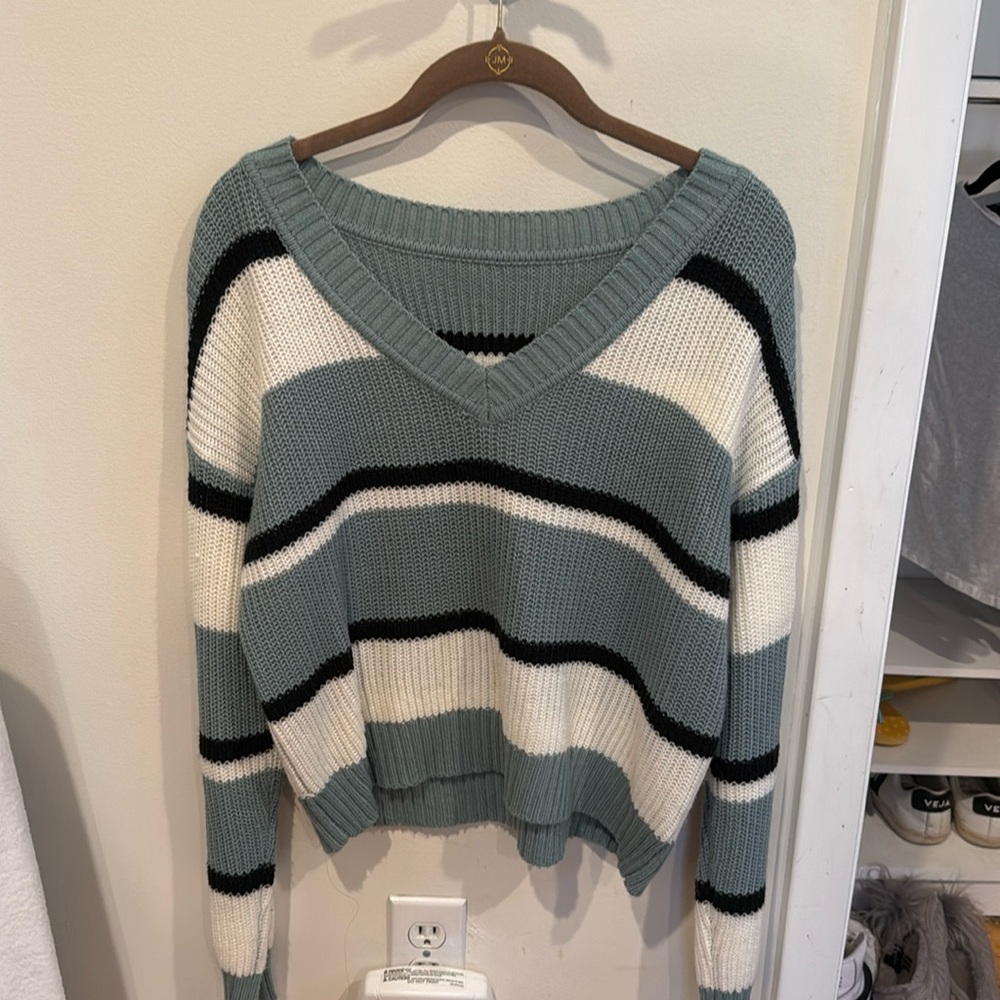 Shein Striped Green Sweater